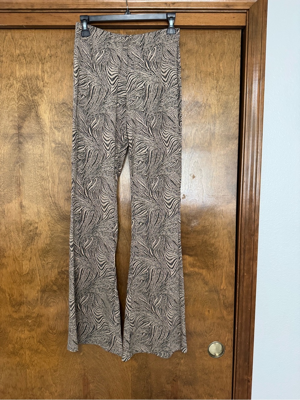 Zara Brown & Black Zebra-Print Flare Pants